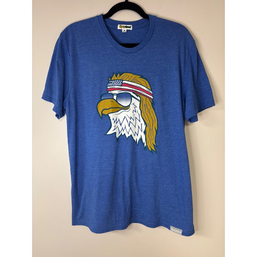 Tipsy‎ Elves Blue Patriotic Eagle Mullet Sunglasses Graphic T-Shirt Large